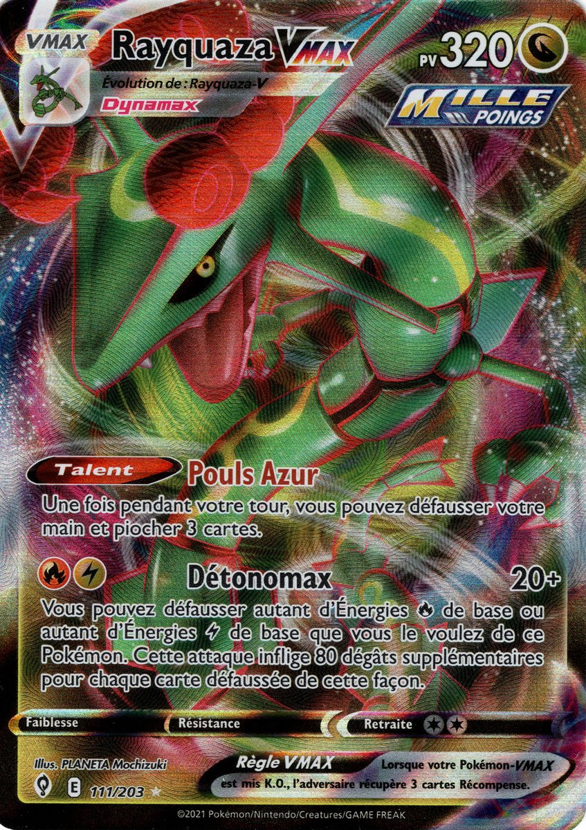 Rayquaza VMAX – EB07 111/203 – Évolution Céleste SWSH07 – Cartes Pokémon