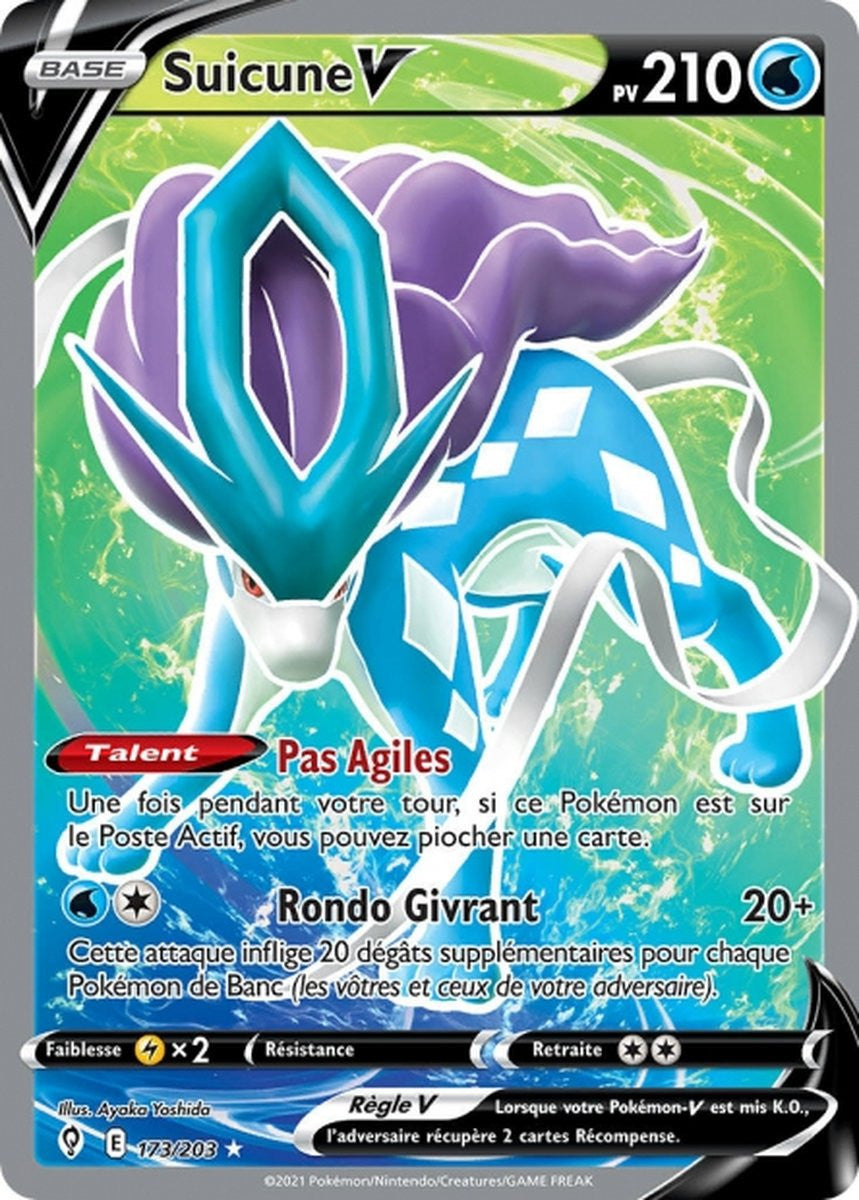 Suicune-V – EB07 173/203 – Évolution Céleste SWSH07 – Cartes Pokémon