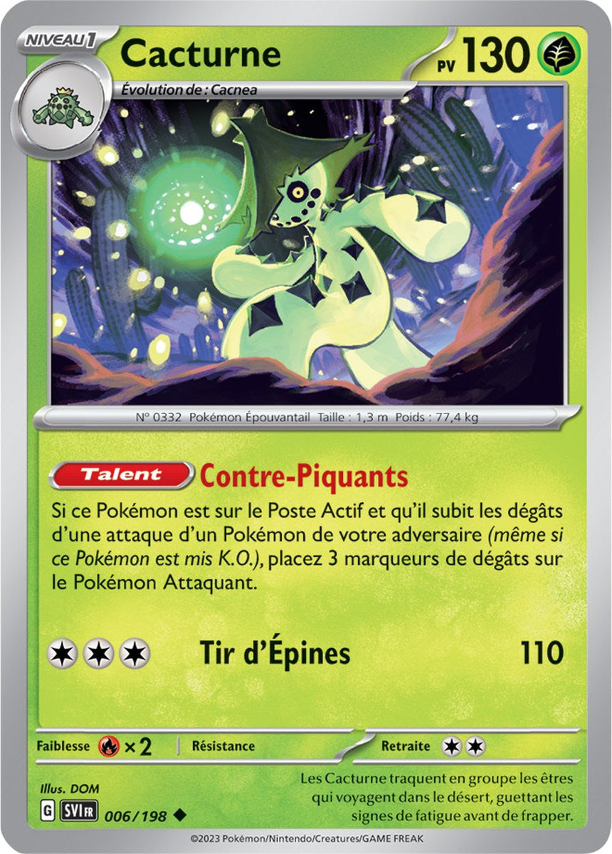 Cacturne – 006/198 – Carte Pokémon Écarlate et Violet EV01 (Reverse)