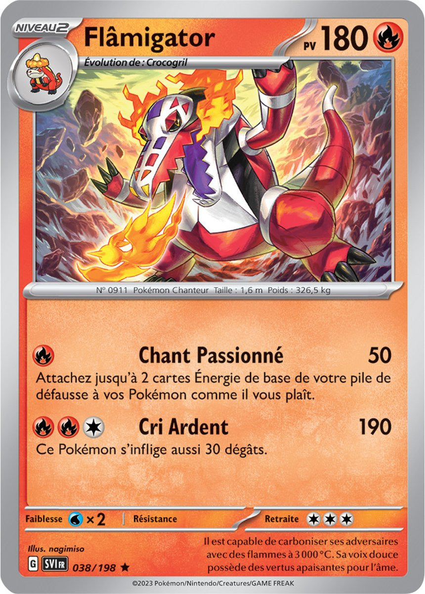 Flâmigator – 038/198 – Carte Pokémon Écarlate et Violet EV01 (Normale)