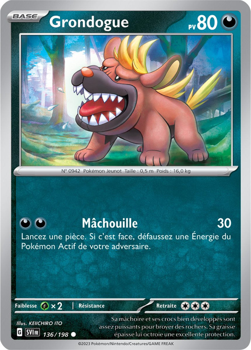 Grondogue – 136/198 – Carte Pokémon Écarlate et Violet EV01 (Reverse)