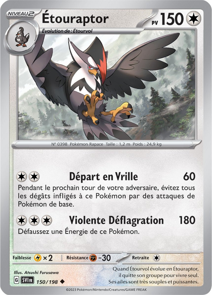 Étouraptor – 150/198 – Carte Pokémon Écarlate et Violet EV01 (Reverse)