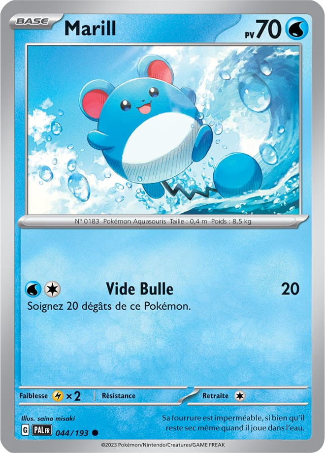 Marill – 044/193 – Carte Pokémon Évolutions à Paldea EV02 (Reverse)