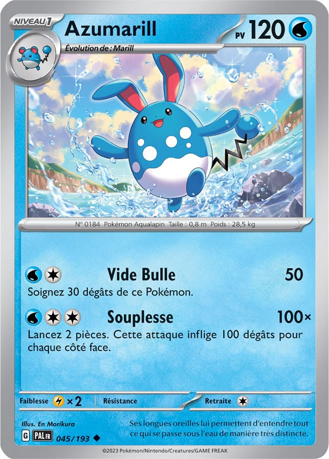 Azumarill – 045/193 – Carte Pokémon Évolutions à Paldea EV02 (Reverse)
