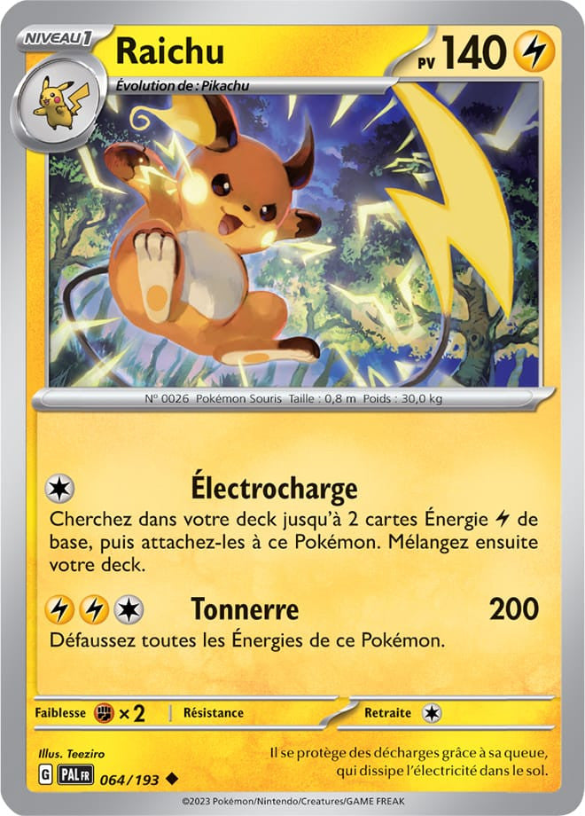 Raichu – 064/193 – Carte Pokémon Évolutions à Paldea EV02 (Reverse)