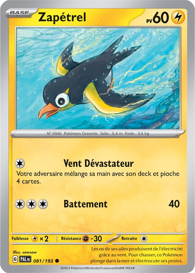 Zapétrel – 081/193 – Carte Pokémon Évolutions à Paldea EV02 (Reverse)