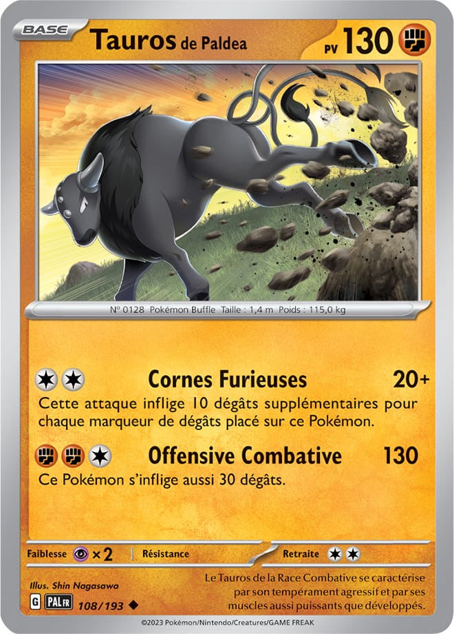 Tauros de Paldea – 108/193 – Carte Pokémon Évolutions à Paldea EV02 (Reverse)