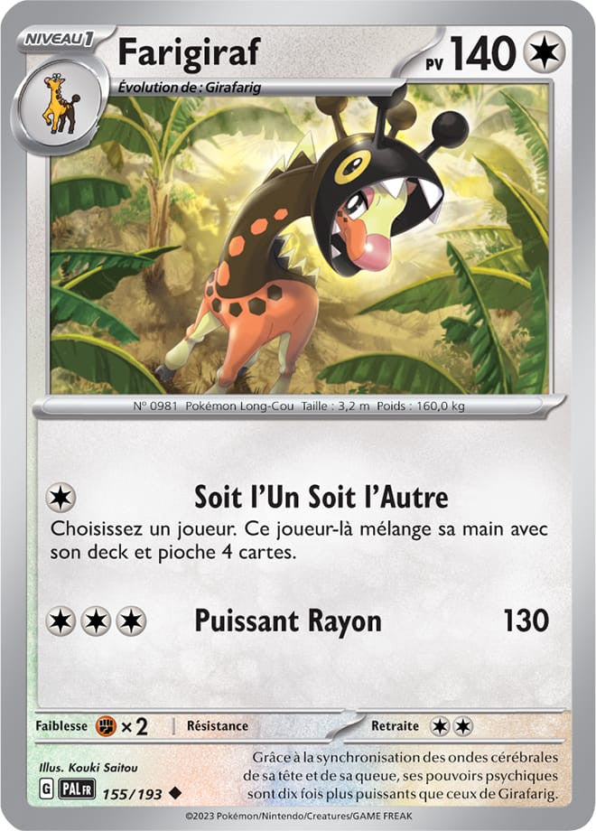 Farigiraf – 155/193 – Carte Pokémon Évolutions à Paldea EV02 (Normale)